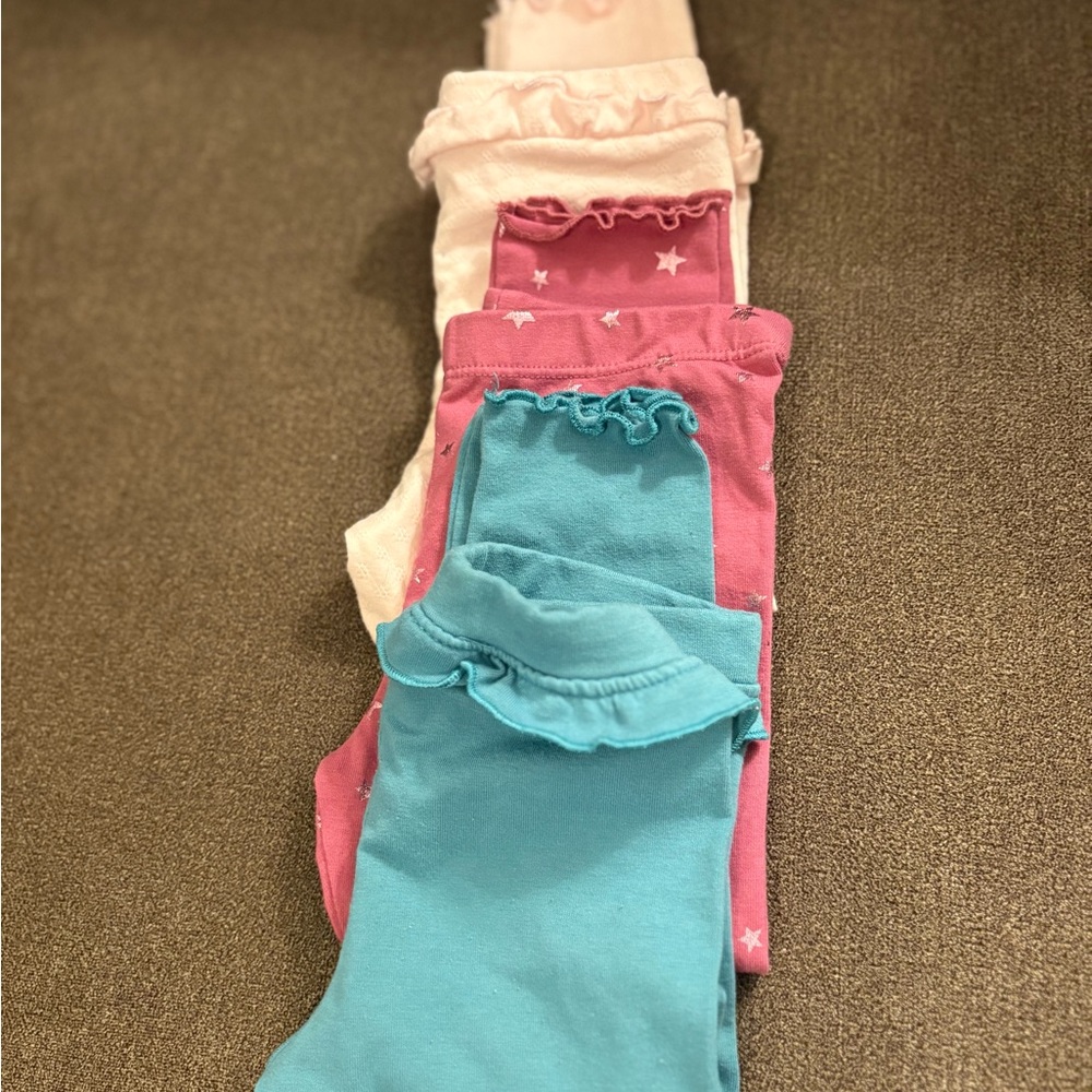 Set of Pink and Blue Ruffled Baby Leggings
